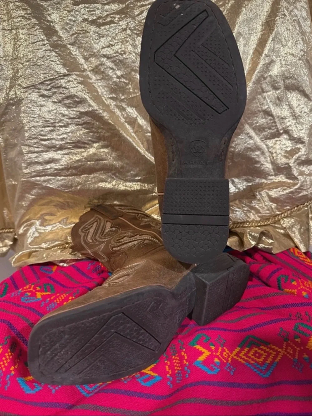Ariat Gold/Brown Girls Western Heeled Boots